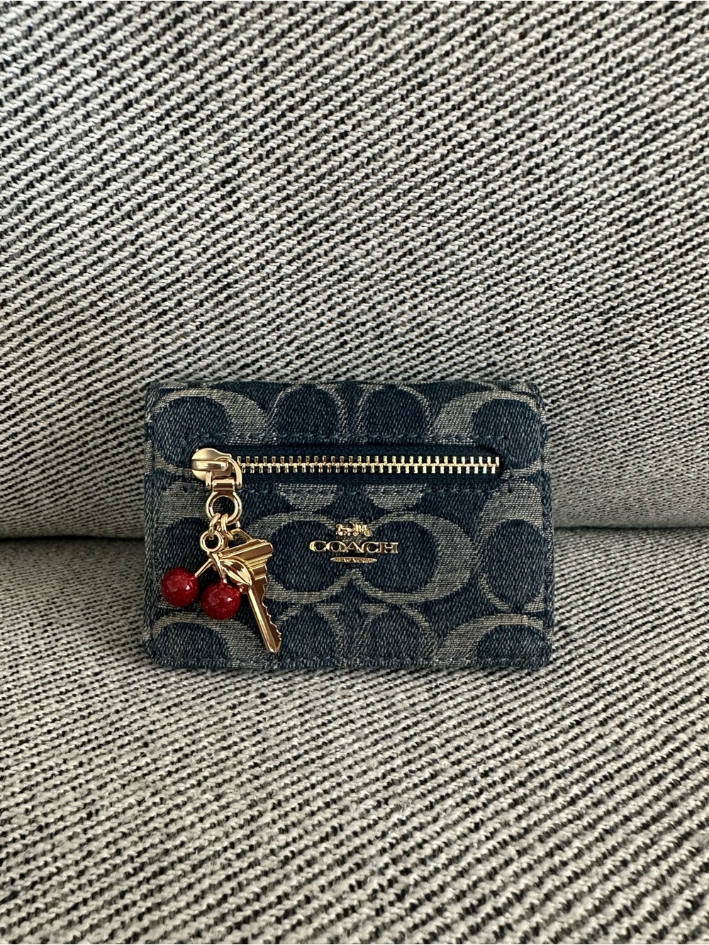 NWT Coach Card Case With Charms In Signature Regenerative Cotton Denim CGB11